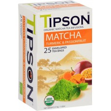 Чай органический матча TIPSON Куркума и маракуйя turmeric&passionfruit к/уп, Шри-Ланка, 25 пак