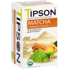 Чай органический матча TIPSON С корицей и имбирем cinnamon&ginger к/уп, Шри-Ланка, 25 пак