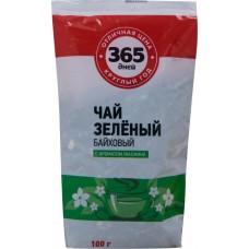 Чай зеленый 365 ДНЕЙ Китайский с ароматом жасмина байховый листовой, 100г, Россия, 100 г