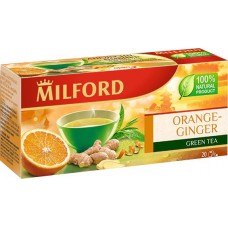 Чай зеленый MILFORD Апельсин и имбирь, 20пак, Россия, 12 пак