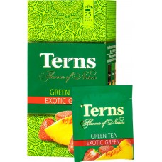 Чай зеленый TERNS Exotic Green с ароматом клубники и персика к/уп, Шри-Ланка, 25 пак
