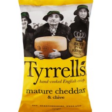 Чипсы картофельные TYRRELLS Сыр Чеддер и лук-резанец, 150г, Великобритания, 150 г