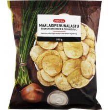 Купить Чипсы PIRKKA картофельные «по-деревенски» со вкусом сметаны/зеленого лука, Финляндия, 200 г в Ленте