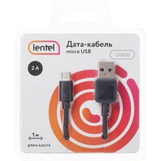 Дата-кабель LENTEL USB–micro USB, 1м, черн. 2A 126836, Китай
