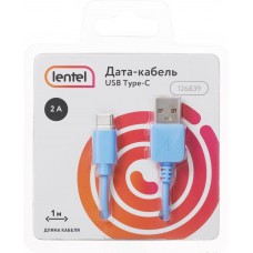 Дата-кабель LENTEL USB–USB Type-C, 1м, цветн. 2A 126839, Китай