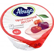Десерт творожный МК АВИДА Вишня, черешня 4,5%, без змж, 130г, Россия, 130 г