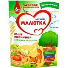Детское питание каша МАЛЮТКА БМ пшеничная яблоко-персик, Россия, 200 г