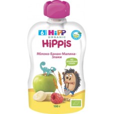 Купить Детское питание пюре HIPP Hippis яблоко/банан/малина/злаки с 6 мес м/у, Австрия, 100 г в Ленте