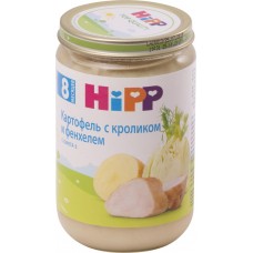 Детское питание пюре HIPP картофель с кроликом и фенхелем с 8 мес ст/б, Россия, 220 г