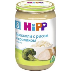 Купить Детское питание пюре HIPP Мясо-растительное из брокколи, риса и кролика с 8 мес, Россия, 220 г в Ленте
