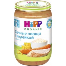 Детское питание пюре HIPP Мясо-растительное овощей и индейки с 12 мес, Россия, 220 г