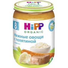Детское питание пюре HIPP Мясо-растительное овощей и телятины с 8 мес, Венгрия, 220 г