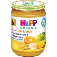 Детское питание пюре-каша HIPP зерновая с фруктами с 6 месяцев, Россия, 190 г