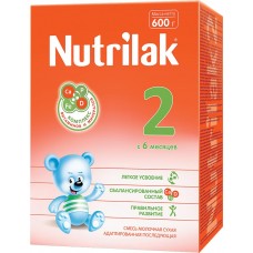 Детское питание смесь NUTRILAK 2, 6-12 мес. сухая молочная адаптир. последующая, Россия, 600 г