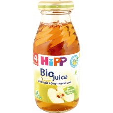 Купить Детское питание сок HIPP яблочный мягкий б/с с 4 мес ст/б, Россия, 200 мл в Ленте