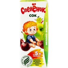 Детское питание сок СПЕЛЕНОК яблоко-вишня осветленный, Россия, 200 мл