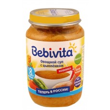 Детское питание суп BEBIVITA Овощной с цыпленком с 8 мес ст/б, Россия, 190 г