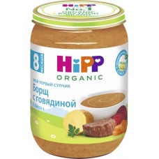 Детское питание суп HIPP Борщ с говядиной с 8 мес ст/б, Венгрия, 190 г