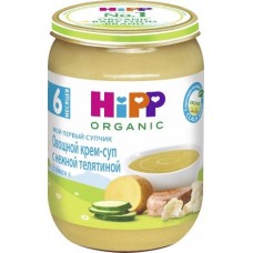 Купить Детское питание суп HIPP Мой первый супчик Овощ крем-суп с нежной телят с 6 мес ст/б, Россия, 190 г в Ленте