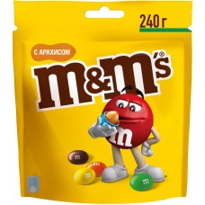 Драже M&M'S арахис в молочном шоколаде и разноцветной глазури, 240г, Россия, 240 г