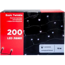 Купить Электрогирлянда светодиодная LUMINEO 200 LED-ламп 10м цв.хол.белый 8 режим д/исп.внутри и вне пом 9901169, Китай в Ленте