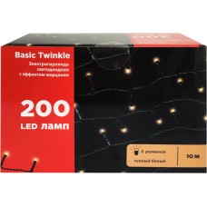 Электрогирлянда светодиодная LUMINEO 200 LED-ламп 10м цв.тепл. бел.8 реж.д/исп.внутри/вне 9901170, Китай