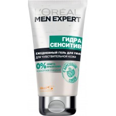 Купить Гель для умывания L'OREAL Men Expert Hydra Sensitive, для чувствительной кожи, 100мл, Франция, 100 мл в Ленте