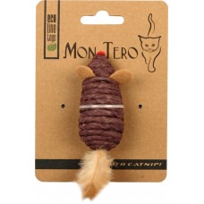 Купить Игрушка для кошек MONTERO Эко Мышь с перьями и кошачьей мятой фиолетовая, 7,6см, Китай в Ленте