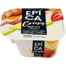 Купить Йогурт EPICA CRISPY Мюсли, миндаль, сушеные яблоки и клубника 5,7%, без змж, 138г, Россия, 138 г в Ленте