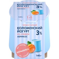 Йогурт КОЛОМЕНСКИЙ Абрикос 3%, без змж, 140г, Россия, 140 г