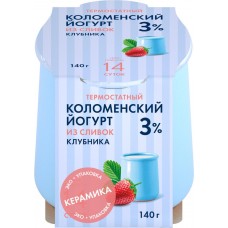 Йогурт КОЛОМЕНСКИЙ Клубника 3%, без змж, 140г, Россия, 140 г