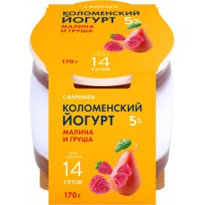 Йогурт КОЛОМЕНСКОЕ с вареньем Малина и Груша 5% без змж, Россия, 170 г