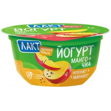 Йогурт ЛАКТ Манго с семенами чиа 8,4%, без змж, 130г, Россия, 130 г