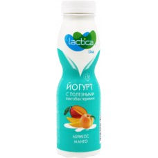 Йогурт питьевой LACTICA с абрикосом и манго 1,5%, без змж, 280г, Россия, 280 г