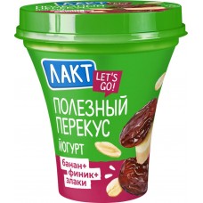 Йогурт питьевой ЛАКТ Полезный перекус Банан, финик, злаки 2,7%, без змж, 270г, Россия, 270 г