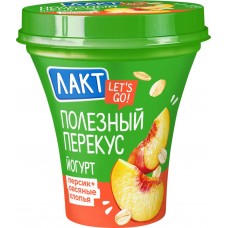 Йогурт питьевой ЛАКТ Полезный перекус Персик, овсяные хлопья 2,7%, без змж, 270г, Россия, 270 г