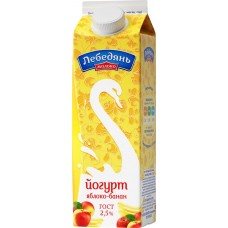 Купить Йогурт питьевой ЛЕБЕДЯНЬМОЛОКО Яблоко, банан 2,5%, без змж, 450г, Россия, 450 г в Ленте