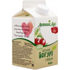Йогурт питьевой ЛЕТНИЙ ЛУГ Вишня 2,5%, без змж, 475г, Россия, 475 г