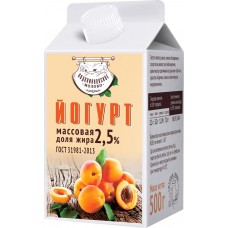 Йогурт питьевой ПОДОВИННОВСКОЕ МОЛОКО с ароматом абрикоса 2,5%, без змж, 500г, Россия, 500 г