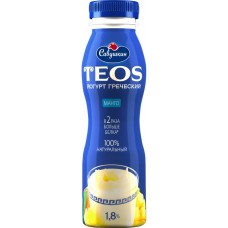 Йогурт питьевой TEOS Греческий Манго 1,8%, без змж, 300г, Беларусь, 300 г