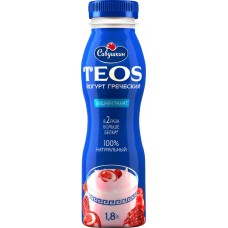 Йогурт питьевой TEOS Греческий Вишня, гранат 1,8%, без змж, 300г, Беларусь, 300 г