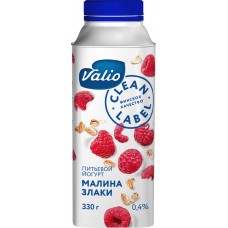 Йогурт питьевой VALIO Clean Label Малина и злаки 0,4%, без змж, 330г, Россия, 330 г