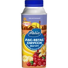 Купить Йогурт питьевой VALIO Лас-Вегас смусси ванильный с клюквой и бананом 1,9%, без змж, 330г, Россия, 330 г в Ленте