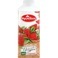 Йогурт питьевой ВКУСНОТЕЕВО с клубникой 1,5%, без змж, 750г, Россия, 750 г