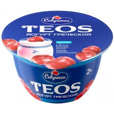Йогурт TEOS Греческий Вишня 2%, без змж, 140г, Беларусь, 140 г