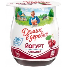 Купить Йогурт термостатный ДОМИК В ДЕРЕВНЕ с вишней 3%, без змж, 150г, Россия, 150 г в Ленте