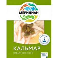 Кальмар МЕРИДИАН в желе с каперсами и лимоном отварной, 200г, Россия, 200 г