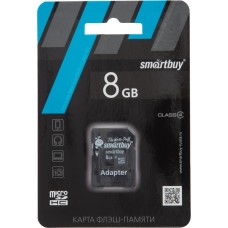 Купить Карта памяти SMARTBUY micro SDHC 8GB Сlass 4, с адаптером SD, Китай в Ленте