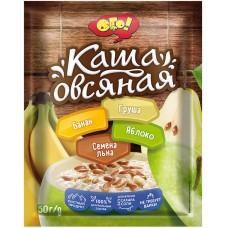 Каша б/п ОГО! овсяная с яблоком бананом грушей и семенами льна, Россия, 50 г
