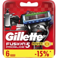 Купить Кассеты сменные для бритья GILLETTE Fusion5 ProGlide Power, 6шт, Китай, 6 шт в Ленте